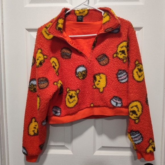 Disney Winnie The Pooh Fuzzy Half-Zipper Juniors Sweater Medium - Picture 8 of 8